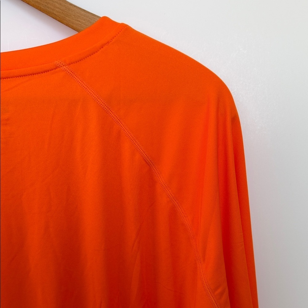 Orange Long Sleeve Performance Shirt Men 2XL 100% Polyester Athletic Tee - Picture 6 of 7